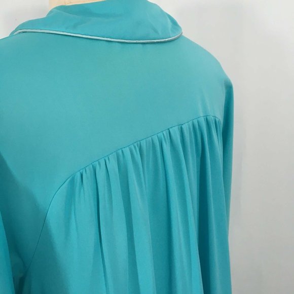 Lorraine Vintage Blue Button Front Robe, House Coat, MuuMuu, size M - Picture 7 of 10